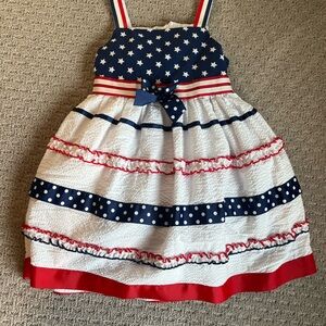 Bonnie Jean Navy and Red Polka Dot Flag Dress